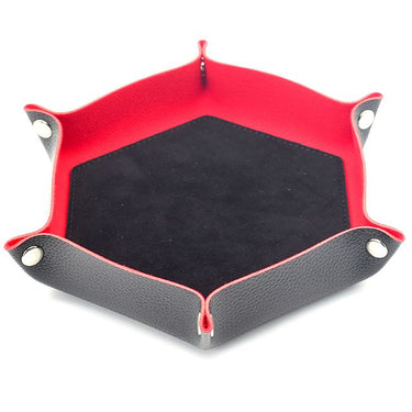 Black Velvet & Black PU Leather - Hexagon Soft Dice Tray